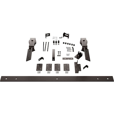 Ekena Millwork Barnfold J-Strap 2-Door Hardware Set for 1 1/4" to 1 3/8" Doors with 24" Track, Bronze Texture GB6007M2D24BZ